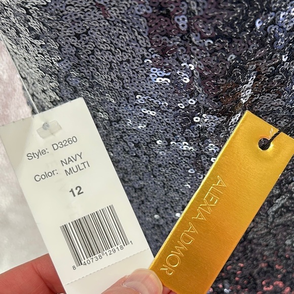 Alexia Admor Ombre Sequin Navy Pink Cocktail Midi Dress NWT Size 12 - Picture 9 of 15